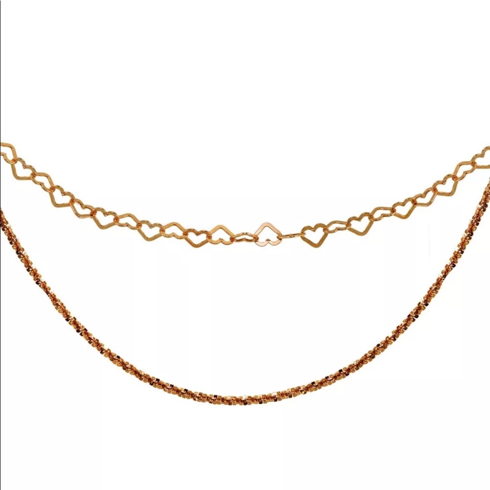 Sterling Layered Heart & Twist Rope Necklace - Picture 3 of 5